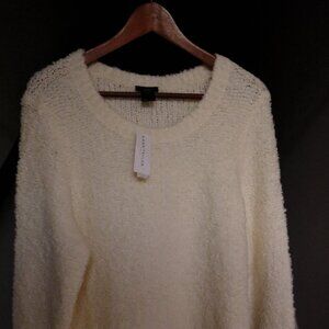 Ann Taylor Womens Crew Neck Sweater, White L, NEW